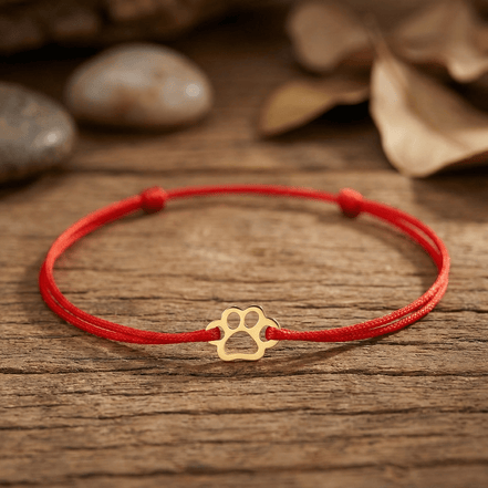Brățară Aur 14K cu Șnur și Lăbuță Câine – Bijuterie pentru Iubitorii de Animale