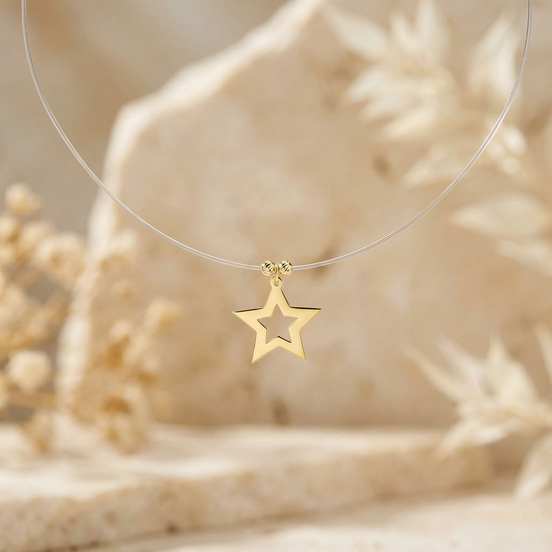 Colier pe Fir Transparent cu Pandantiv Stea Decupata
