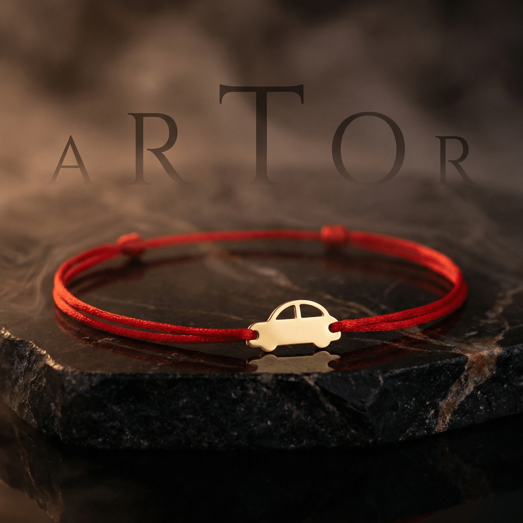 Brățară Aur 14K cu Șnur și Mașinuță – Cadoul Perfect pentru Băieței cu Garanție și Cutie Cadou