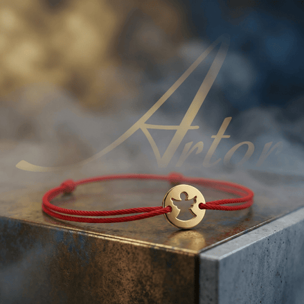Bra?ara Aur 14K cu ?nur ?i Banu? �ngera? - Bijuterie Personalizata pentru Copii ?i Adul?i