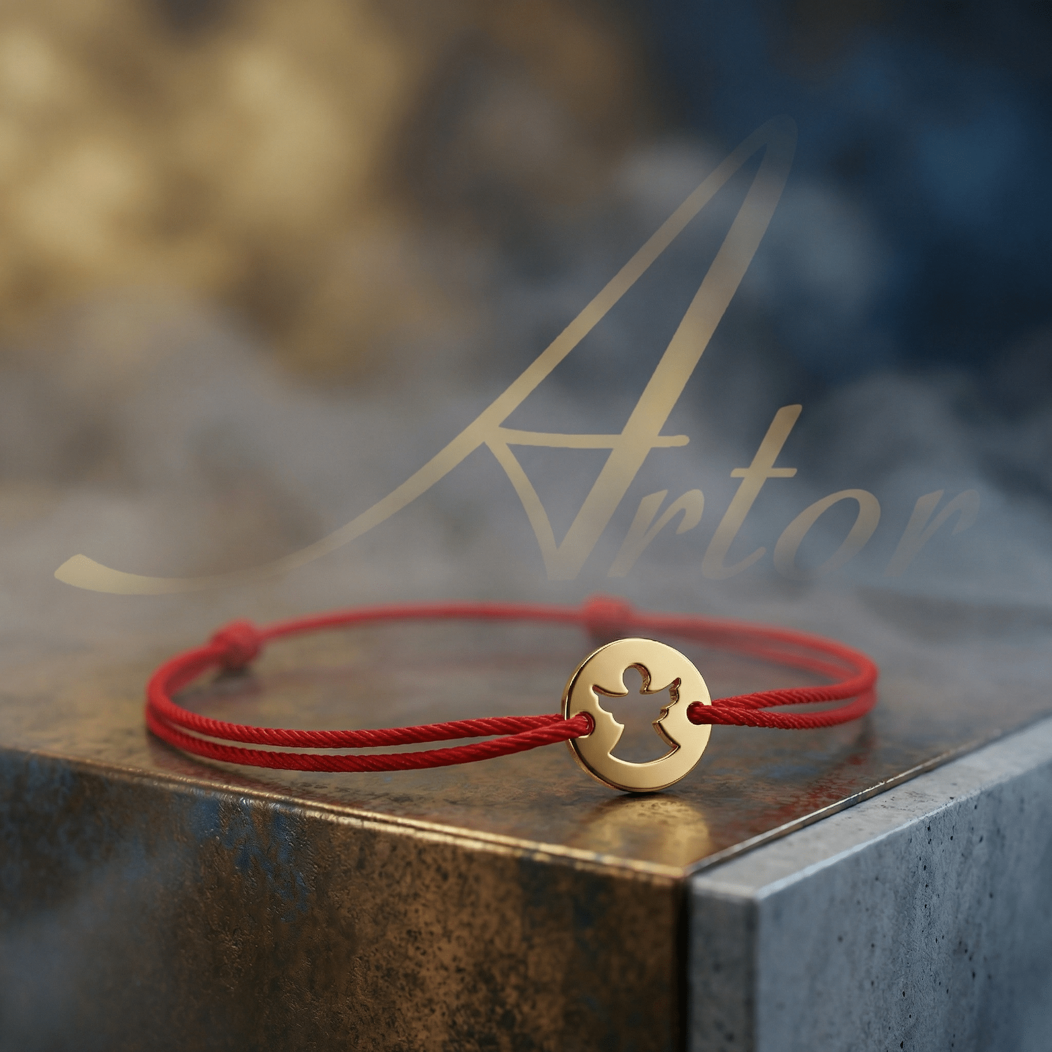 Brățară Aur 14K cu Șnur și Bănuț Îngeraș – Bijuterie Personalizată pentru Copii și Adulți