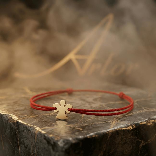 Brățară Aur 14K cu Șnur și Îngeraș – Cadou Simbolul Protecției cu Garanție