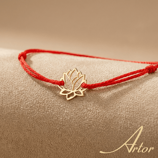 Brățară Aur 14K cu Șnur și Lotus – Simbolul Renașterii cu Garanție și Cutie Cadou