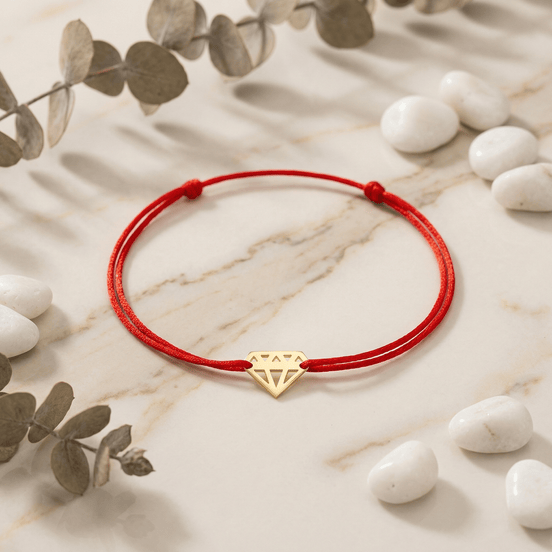 Brățară Aur 14K cu Șnur și Diamant Stilizat – Simbolul Strălucirii cu Garanție și Cutie Cadou