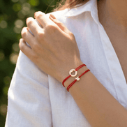 Set 2 Brățări Aur 14K cu Șnur și Inimi – Simbolul Conexiunii cu Garanție și Cutie Cadou