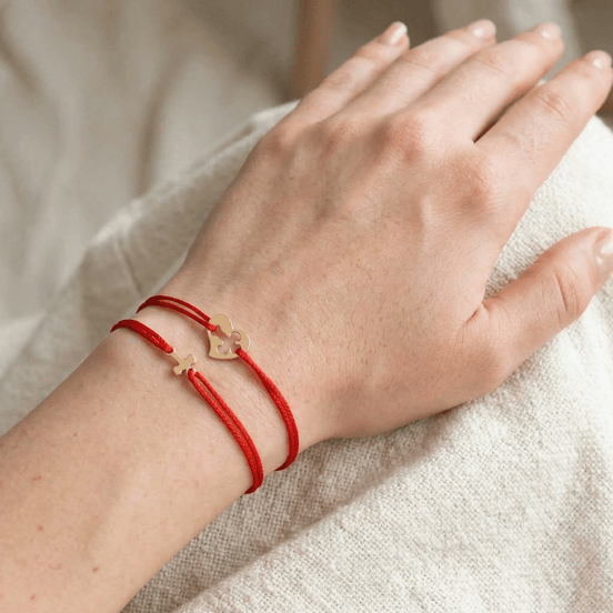 Set 2 Brățări Aur 14K cu Șnur și Cruce Stilizată – Simbolul Credinței cu Garanție și Cutie Cadou