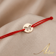 Brățară Aur 14K cu Șnur și Bănuț Fluture – Simbolul Libertății cu Garanție și Cutie Cadou