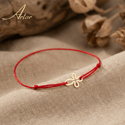 Brățară Aur 14K cu Șnur și Cruce – Simbolul Credinței cu Garanție și Cutie Cadou