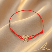 Brățară Aur 14K cu Șnur și Bănuț Floarea Soarelui – Simbolul Bucuriei cu Garanție și Cutie Cadou