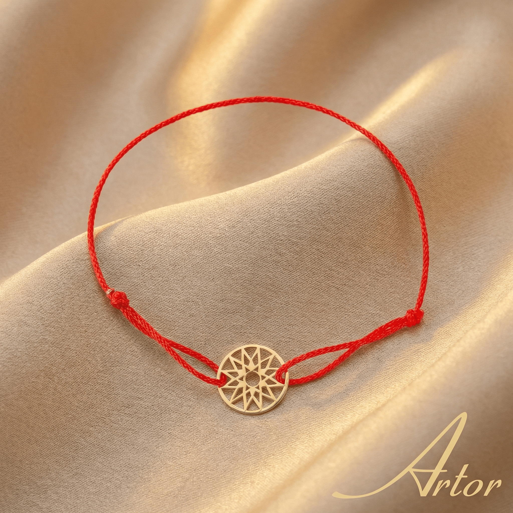 Brățară Aur 14K cu Șnur și Bănuț Floarea Soarelui – Simbolul Bucuriei cu Garanție și Cutie Cadou