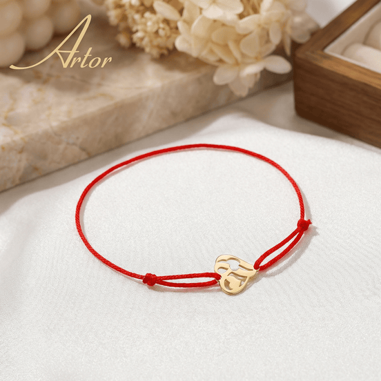 Brățară Aur 14K cu Șnur și Inimă Reinterpretată – Design Modern cu Garanție și Cutie Cadou