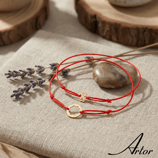 Set Brățări Aur 14K cu Șnur și Trifoi – Noroc Împărtășit Mamă și Fiică