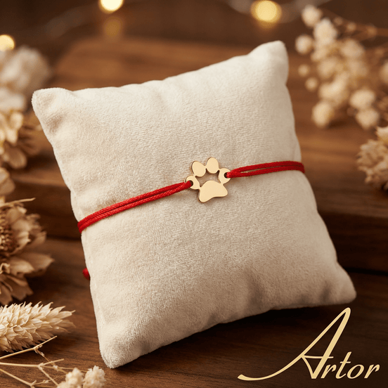 Brățară Aur 14K cu Șnur și Lăbuță de Cățel – Simbolul Prieteniei cu Garanție și Cutie Cadou