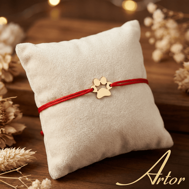 Brățară Aur 14K cu Șnur și Lăbuță de Cățel – Simbolul Prieteniei cu Garanție și Cutie Cadou