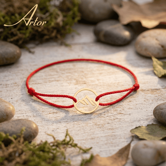 Brățară Aur 14K cu Șnur și Bănuț Munte – Simbolul Aventurii cu Garanție și Cutie Cadou