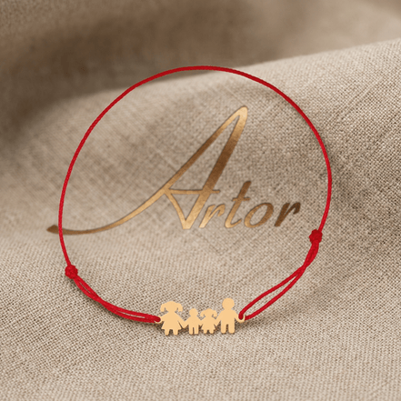 Brățară Aur 14K cu Șnur și Familie cu Băiețel și Fetiță – Simbolul Unității cu Garanție și Cutie Cadou