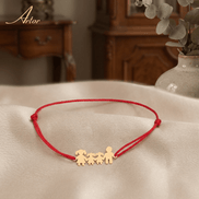 Brățară Aur 14K cu Șnur și Familie cu 2 Fetițe – Simbolul Unității cu Garanție și Cutie Cadou