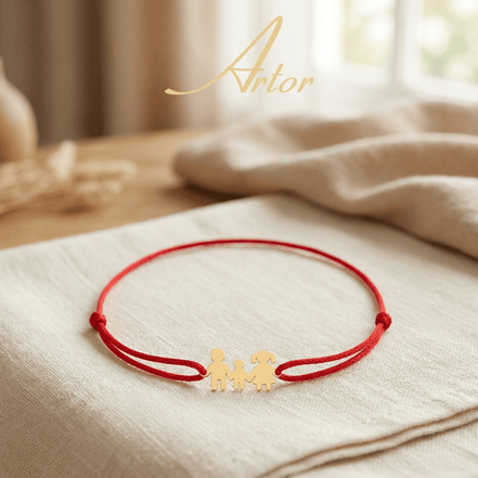 Brățară Aur 14K cu Șnur și Familie cu Băiețel – Simbolul Iubirii cu Garanție și Cutie Cadou