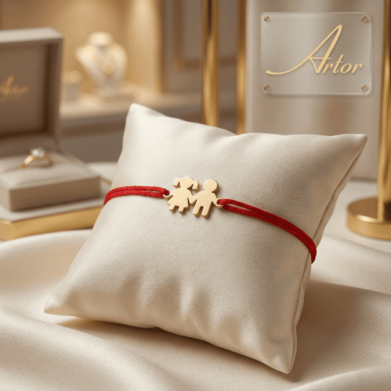 Brățară Aur 14K cu Șnur Fetiță și Băiețel – Simbolul Mamei cu Garanție și Cutie Cadou