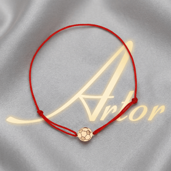 Brățară Aur 14K cu Șnur și Minge de Fotbal – Cadoul Ideal pentru Campioni