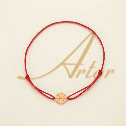 Brățară Aur 14K cu Șnur și Minge de Baschet – Cadou pentru Sportivi cu Garanție