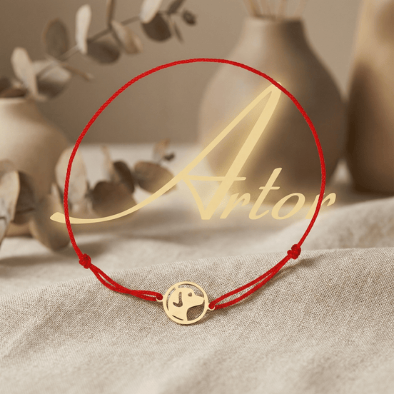 Brățară Aur 14K cu Șnur și Bănuț Cățel – Simbolul Loialității cu Garanție și Cutie Cadou