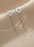 Cercei Argint 925 Lungi cu Lanț și Inimă Contur – Design Delicate Heart Threader