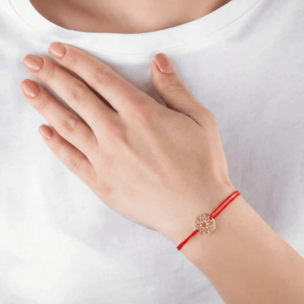 Brățară Aur 14K cu Șnur și Bănuț Floarea Soarelui – Simbolul Bucuriei cu Garanție și Cutie Cadou