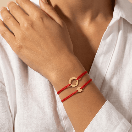 Set 2 Brățări Aur 14K cu Șnur și Trifoi Stilizat – Simbolul Norocului cu Garanție și Cutie Cadou