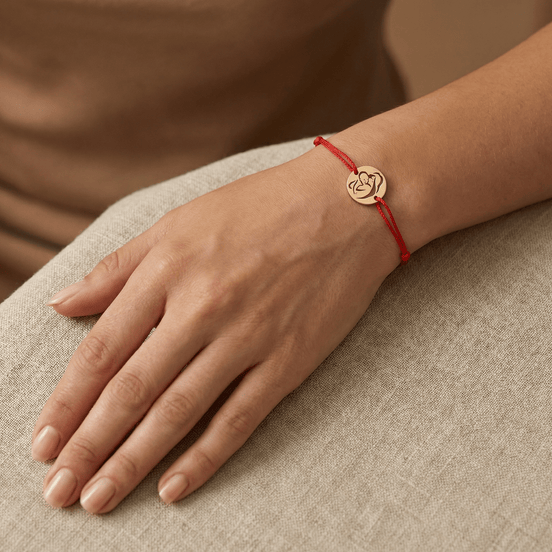 Brățară Aur 14K cu Șnur și Bănuț Mamă și Copil – Emoție Pură cu Garanție și Cutie Cadou