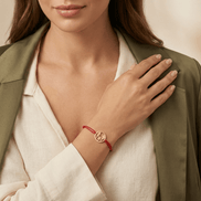 Brățară Aur 14K cu Șnur și Bănuț Familie cu 2 Fetițe – Simbolul Unității cu Garanție și Cutie Cadou