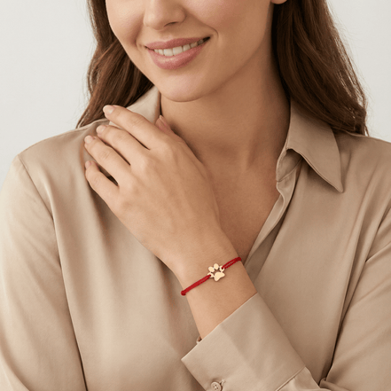 Brățară Aur 14K cu Șnur și Lăbuță de Cățel – Simbolul Prieteniei cu Garanție și Cutie Cadou