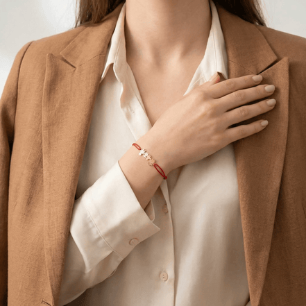 Brățară Aur 14K cu Șnur și Familie cu Băiețel și Fetiță – Simbolul Unității cu Garanție și Cutie Cadou