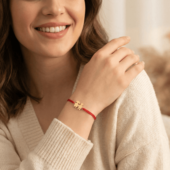 Brățară Aur 14K cu Șnur Fetiță și Băiețel – Simbolul Mamei cu Garanție și Cutie Cadou