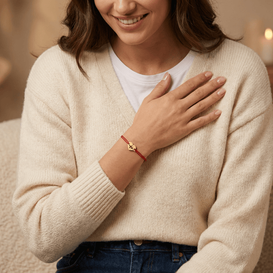 Brățară Aur 14K cu Șnur, Inimă și Avion – Simbolul Libertății cu Garanție și Cutie Cadou