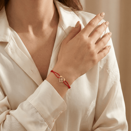 Brățară Aur 14K cu Șnur și Inimă Decupată – Simbolul Iubirii cu Garanție și Cutie Cadou