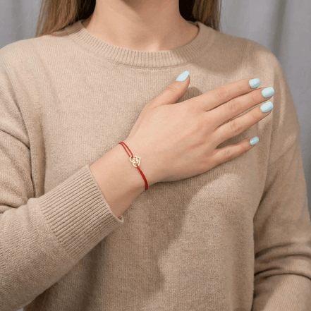 Brățară Aur 14K cu Șnur, Inimă și Lăbuță de Cățel – Simbolul Iubirii necondiționate