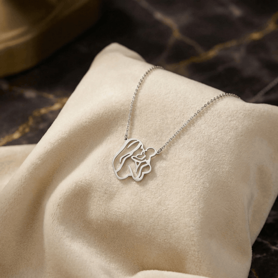 Lănțișor Argint 925 Contur Mamă și Copil – Colier Simbol Iubire Eternă