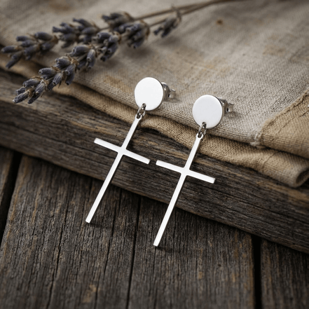 Cercei Argint 925 Lungi Cruce – Cercei Mici Argint Dama cu Lant si Fluturas