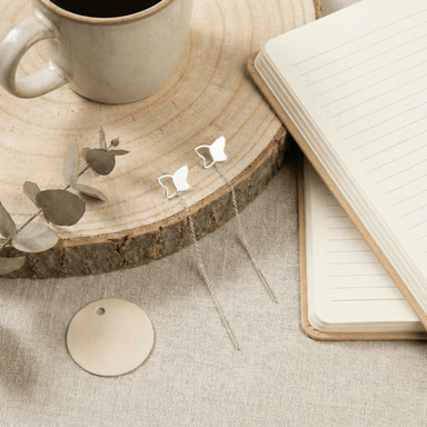 Cercei Argint 925 Lungi cu Lanț și Fluture – Design Delicate Butterfly Threader