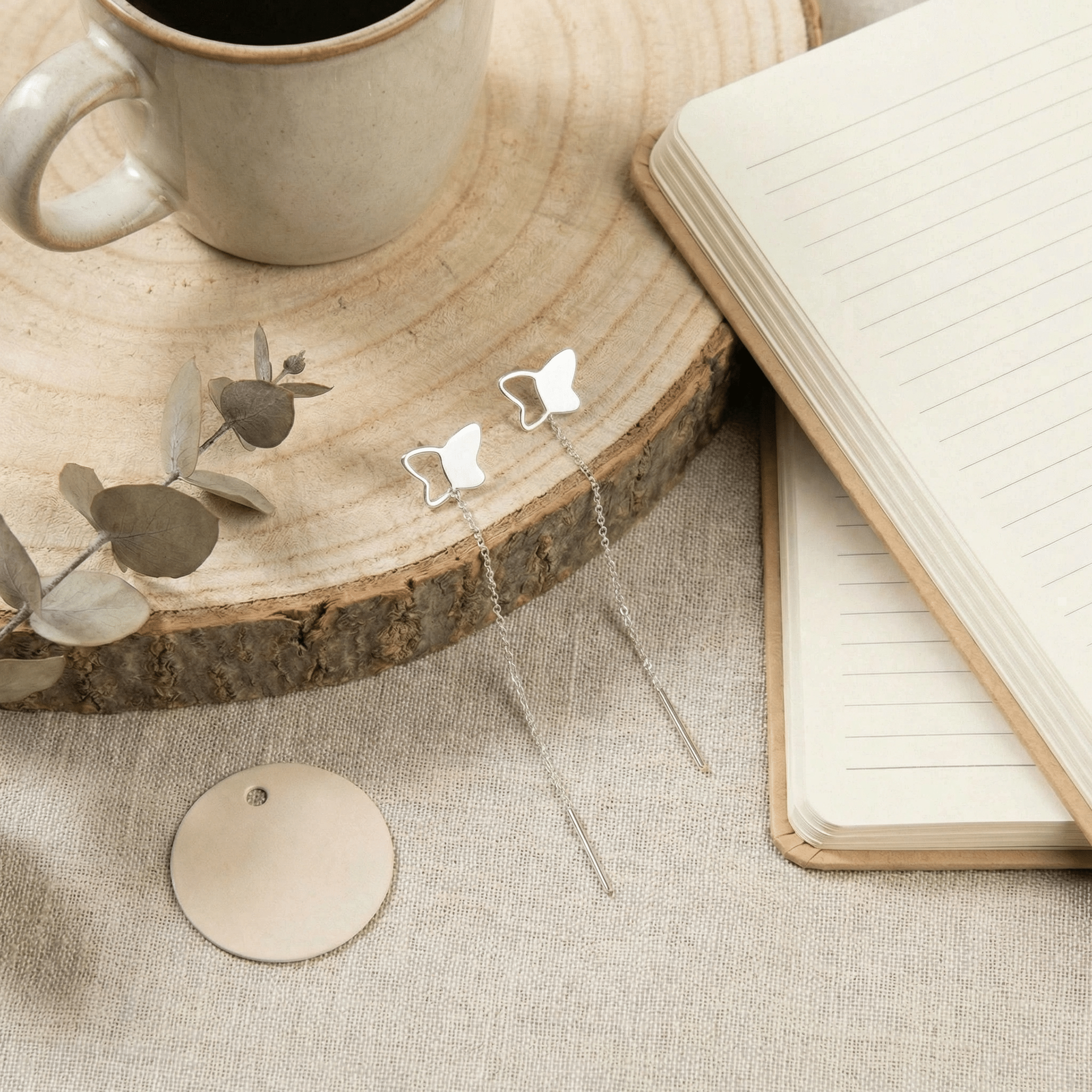 Cercei Argint 925 Lungi cu Lanț și Fluture – Design Delicate Butterfly Threader