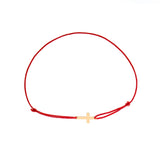 Brățară aur 9K cu șnur roșu și cruce latină plină 14x7 mm orizontală