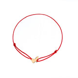 Brățară aur 9K cu șnur roșu și pandantiv fluture plin 10x7 mm lateral pe șnur