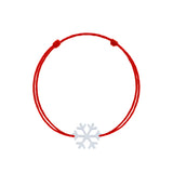 Brățară argint 925 rodiat cu șnur roșu reglabil și pandantiv fulg de zăpadă 6 brațe 16.5×15 mm
