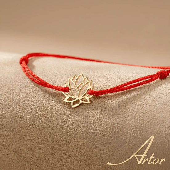Brățară Aur 14K cu Șnur și Lotus – Simbolul Renașterii cu Garanție și Cutie Cadou