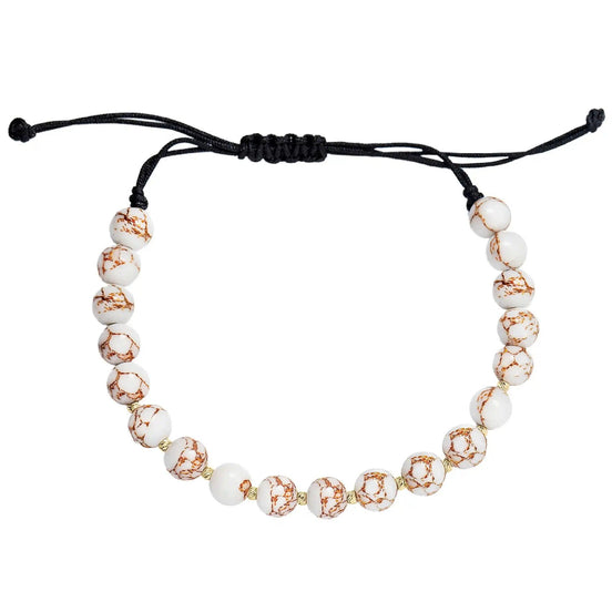 Brățară Reglabilă cu 10 Bile de Aur și Cristale Albe