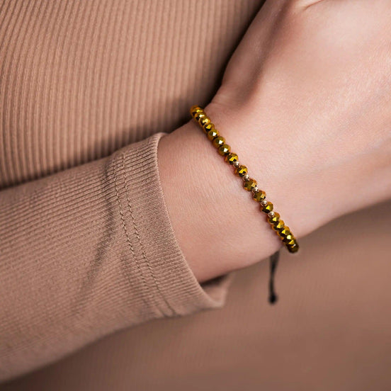 Brățară Aur 14K cu Șnur și 10 Bile, Cristale 4.5mm – Bijuterie Handmade Artor