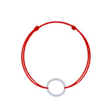 Brățară argint 925 rodiat cu șnur roșu reglabil și pandantiv cerc outline minimalist 17.5 mm