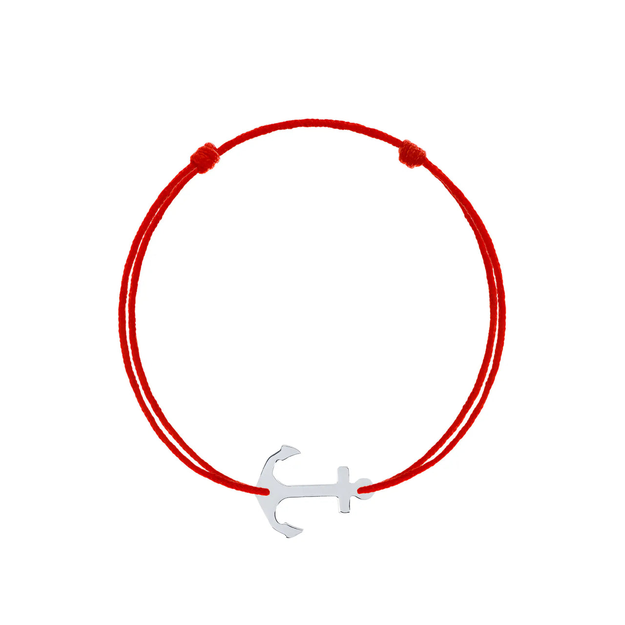 Brățară argint 925 rodiat cu șnur roșu reglabil și pandantiv ancoră stilizată 18×13 mm