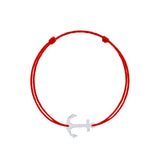 Brățară argint 925 rodiat cu șnur roșu reglabil și pandantiv ancoră stilizată 18×13 mm